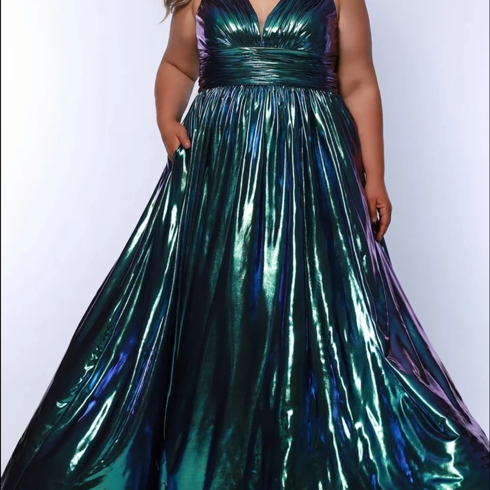 Sydney's Closet Shimmering Teal and Purple Gown